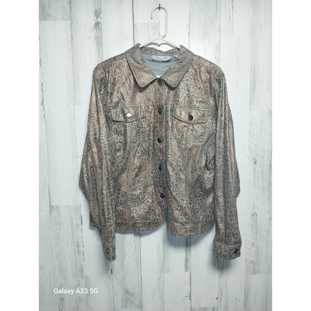 BIRCH HILL Jacket SIZE Large Metallic Animal Print Long Sleeve